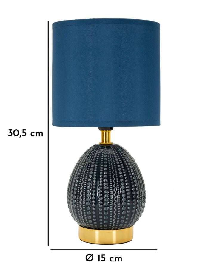 Blaue Keramik Nachttischlampe Stoffschirm Flavi Moderner Akzent