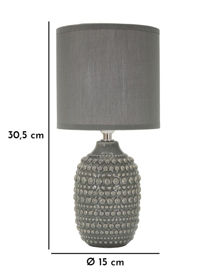 Graue Keramik Nachttischlampe Stoffschirm Points Modernes Design