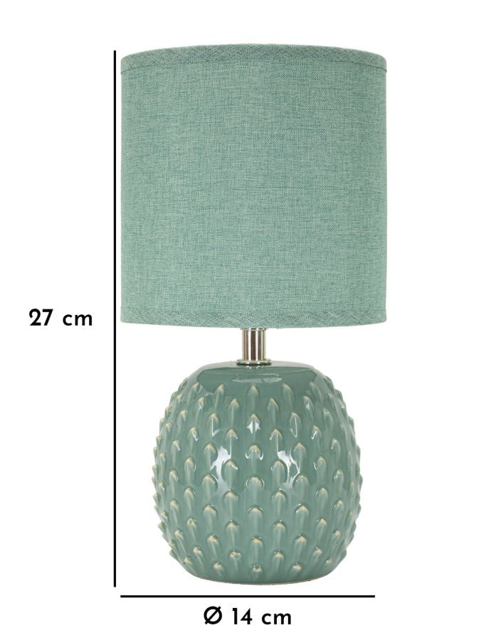 Tuerkis Keramik Nachttischlampe Stoffschirm Pontus Kollektion