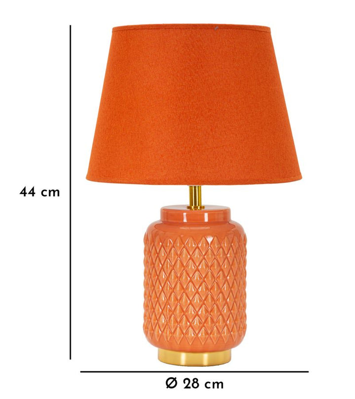 Orange Keramik Tischlampe Stoffschirm Square Modernes Design