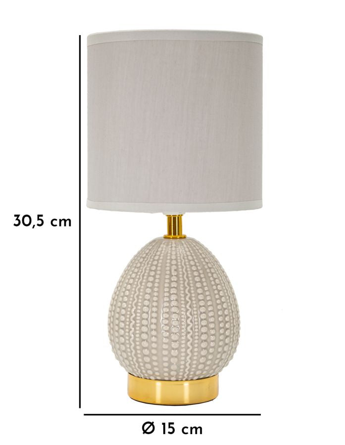 Graue Keramik Nachttischlampe Stoffschirm Flavi Kollektion