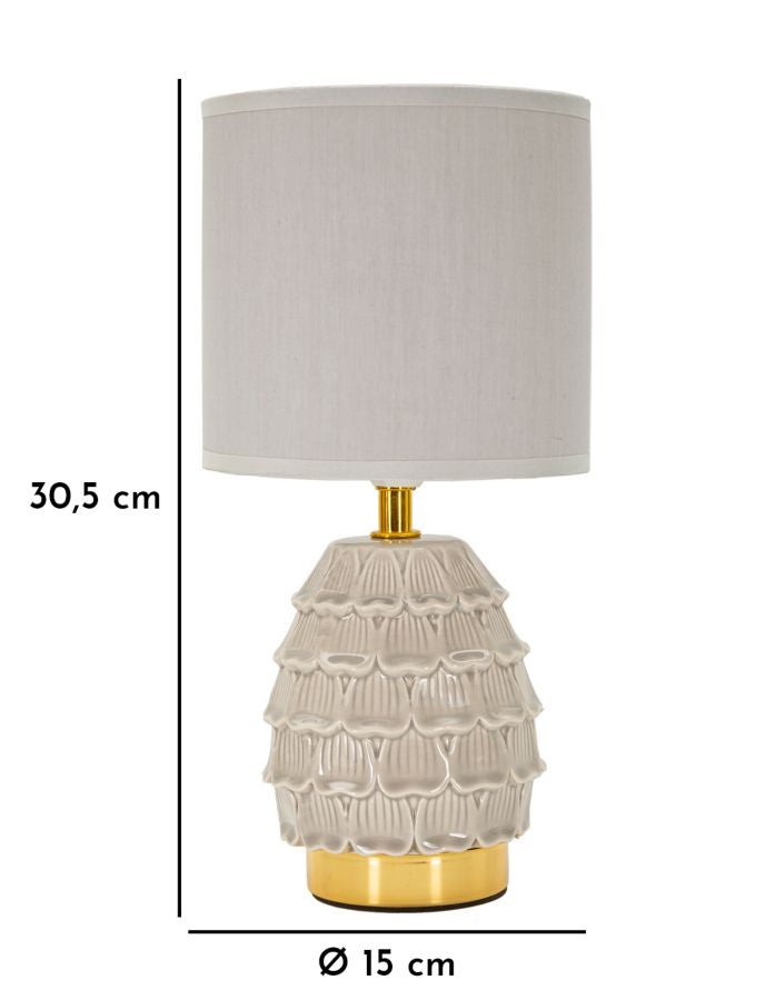 Graue Keramik Nachttischlampe Stoffschirm Pigmy Kollektion