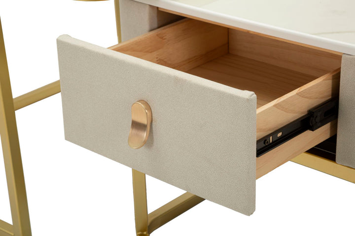 2er Set Kunstmarmor Couchtische Goldbasis Beauty Kollektion