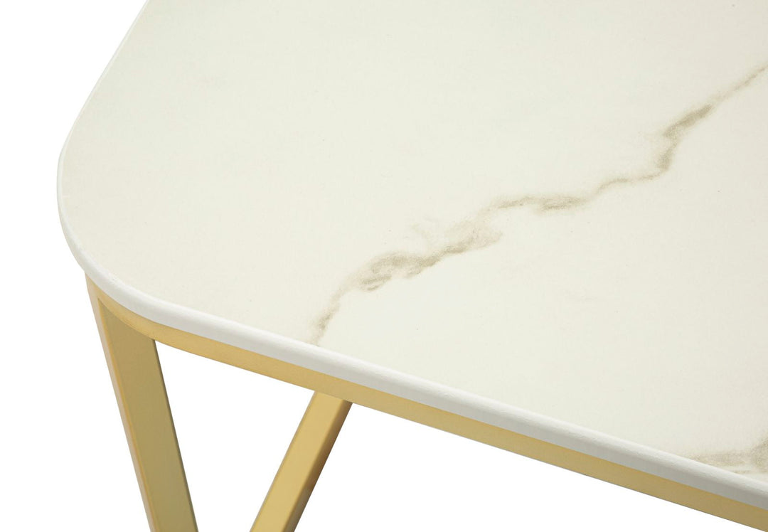 2er Set Kunstmarmor Couchtische Goldbasis Beauty Kollektion