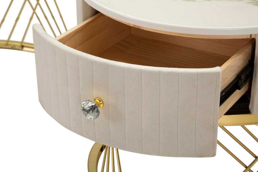 2er Set Kunstmarmor Couchtische Goldrahmen Votix Kollektion