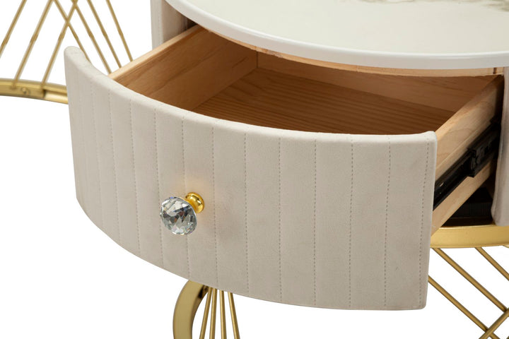 2er Set Kunstmarmor Couchtische Goldrahmen Votix Kollektion
