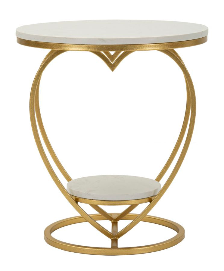 Gold Metall Beistelltisch Herzform Basis Heart Modernes Design (Marmorplatte)