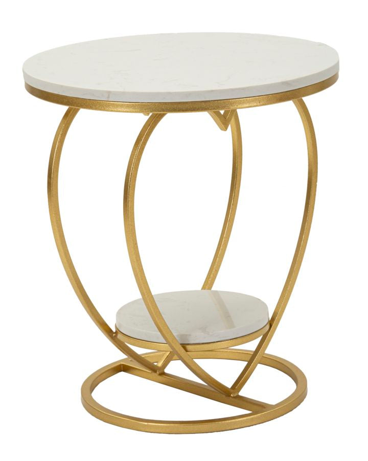 Gold Metall Beistelltisch Herzform Basis Heart Modernes Design (Marmorplatte)