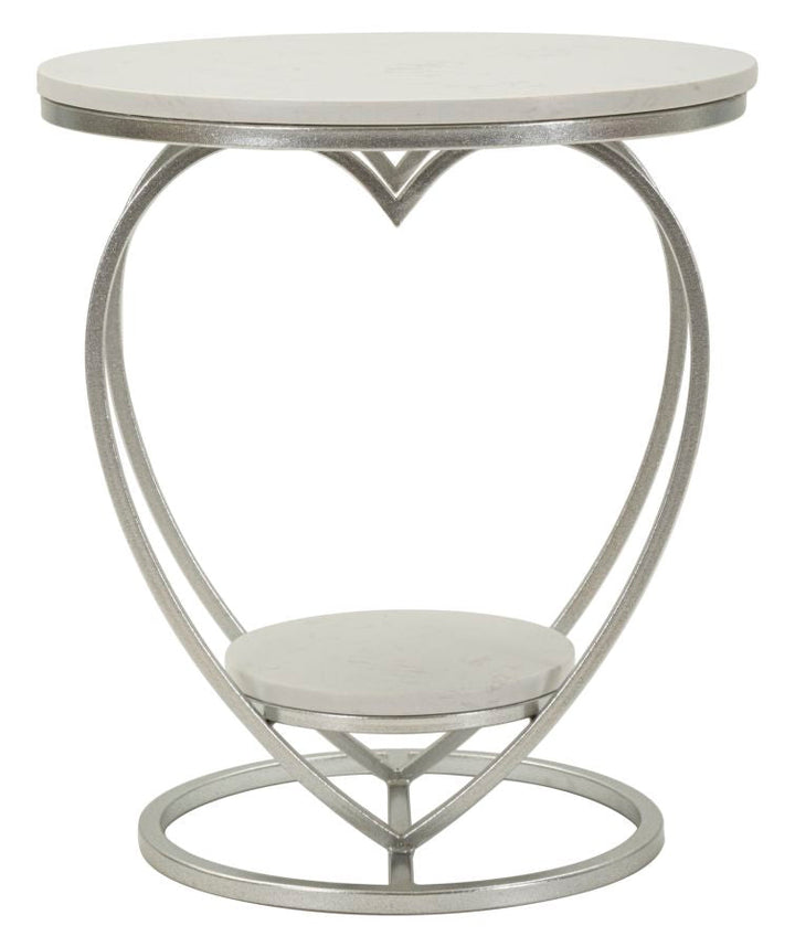 Silber Metall Beistelltisch Herzform Basis Heart Moderner Akzent (Marmorplatte)