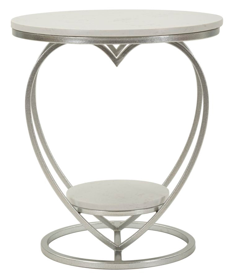 Silber Metall Beistelltisch Herzform Basis Heart Moderner Akzent (Marmorplatte)