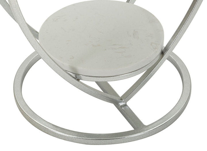 Silber Metall Beistelltisch Herzform Basis Heart Moderner Akzent (Marmorplatte)