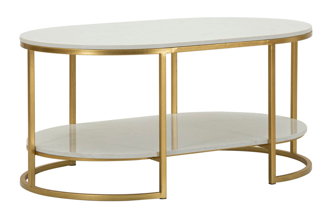 Rechteck Kunstmarmor Couchtisch Goldrahmen Izmir Design