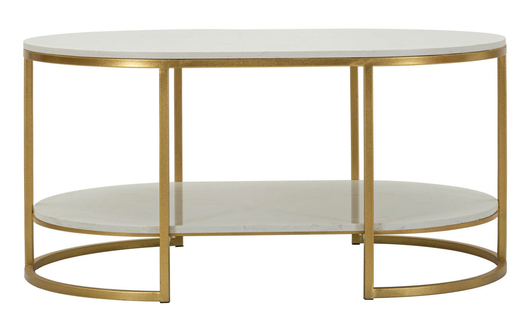 Rechteck Kunstmarmor Couchtisch Goldrahmen Izmir Design