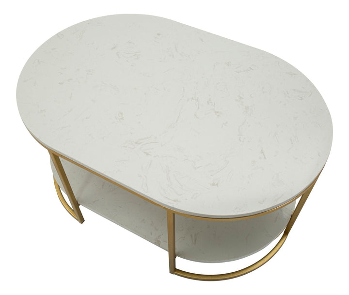 Rechteck Kunstmarmor Couchtisch Goldrahmen Izmir Design