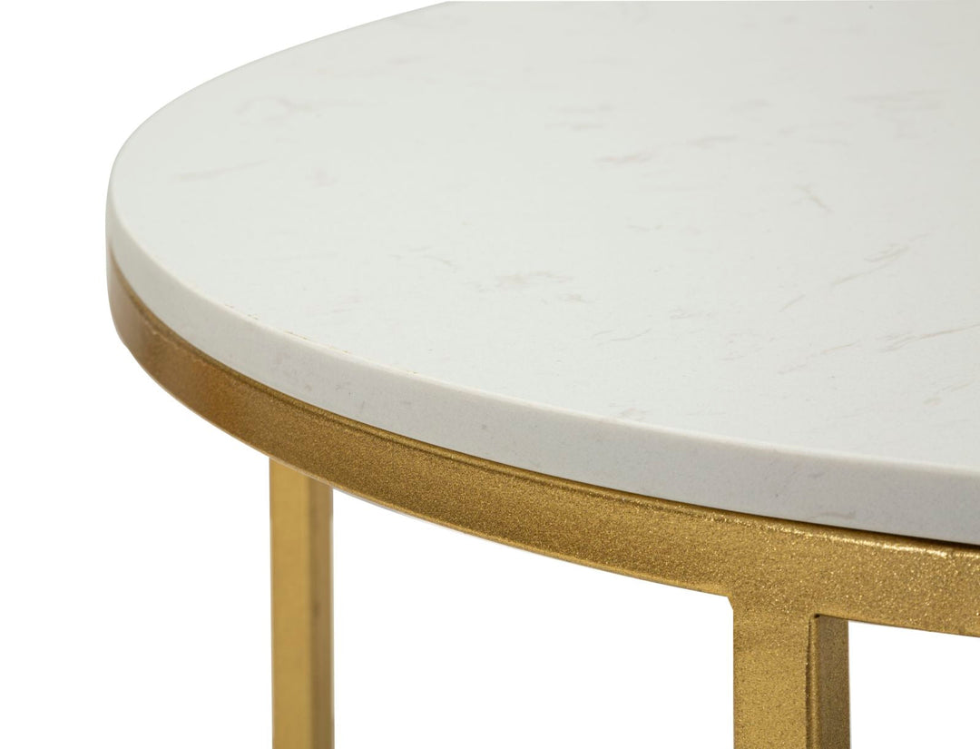 Rechteck Kunstmarmor Couchtisch Goldrahmen Izmir Design