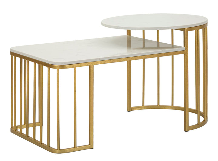 Rechteck Kunstmarmor Couchtisch Goldbasis Ankara Kollektion