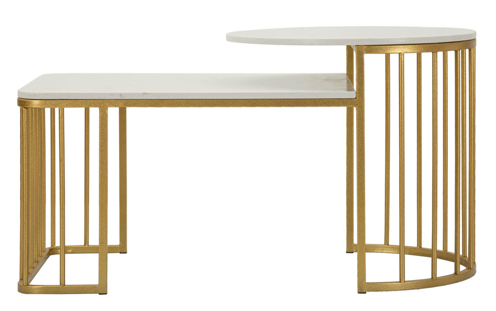 Rechteck Kunstmarmor Couchtisch Goldbasis Ankara Kollektion