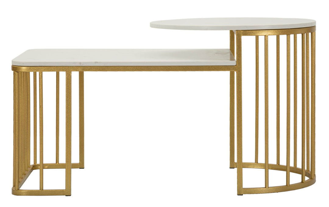 Rechteck Kunstmarmor Couchtisch Goldbasis Ankara Kollektion
