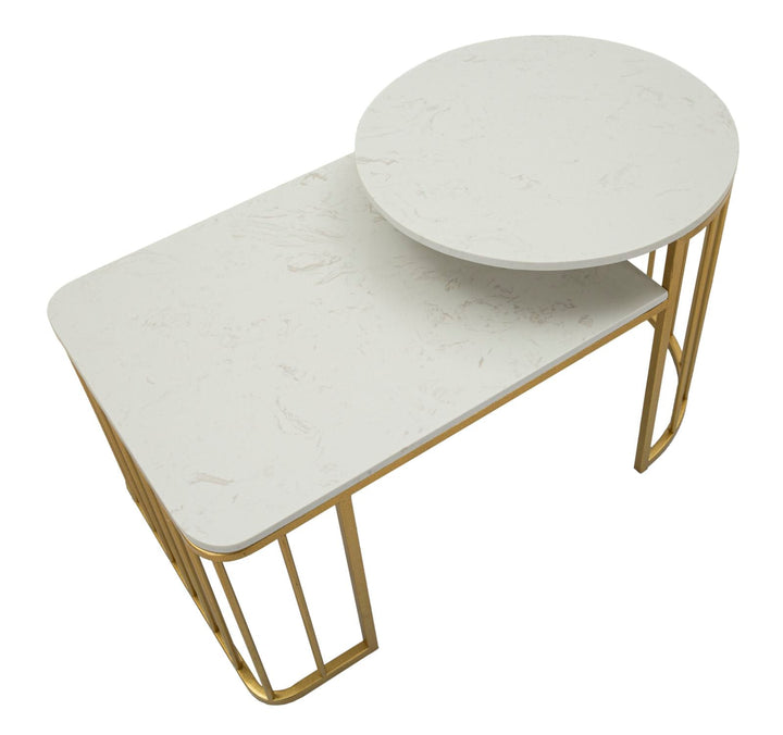 Rechteck Kunstmarmor Couchtisch Goldbasis Ankara Kollektion