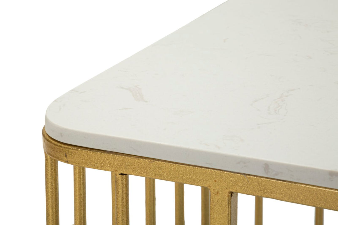 Rechteck Kunstmarmor Couchtisch Goldbasis Ankara Kollektion