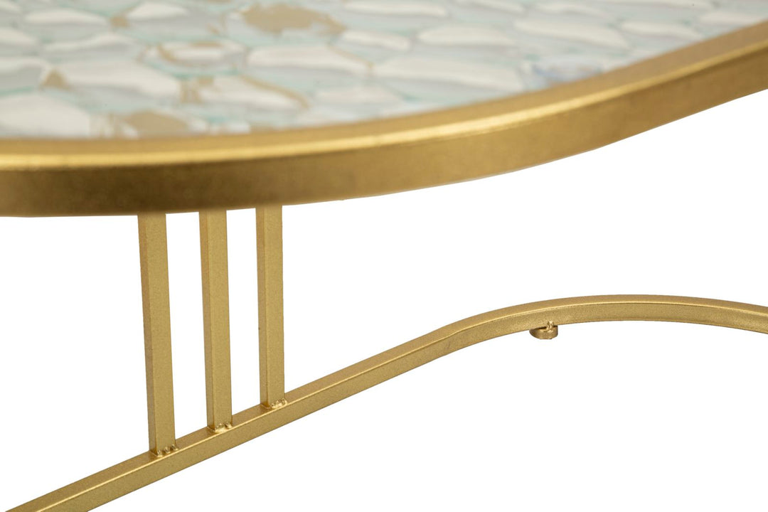 Rechteck Glas Couchtisch Goldbeine Antalia Stil