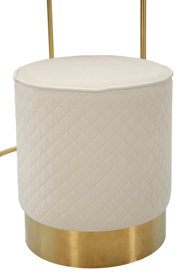 Creme Nachttisch Mit Passendem Pouf Velit Schminktisch (Marmorplatte)