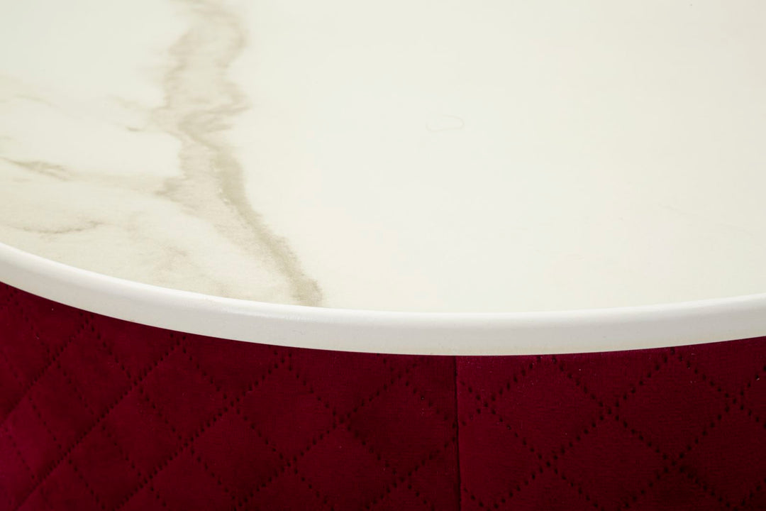 Rot Nachttisch Mit Passendem Pouf Velit Schminktisch (Marmorplatte)