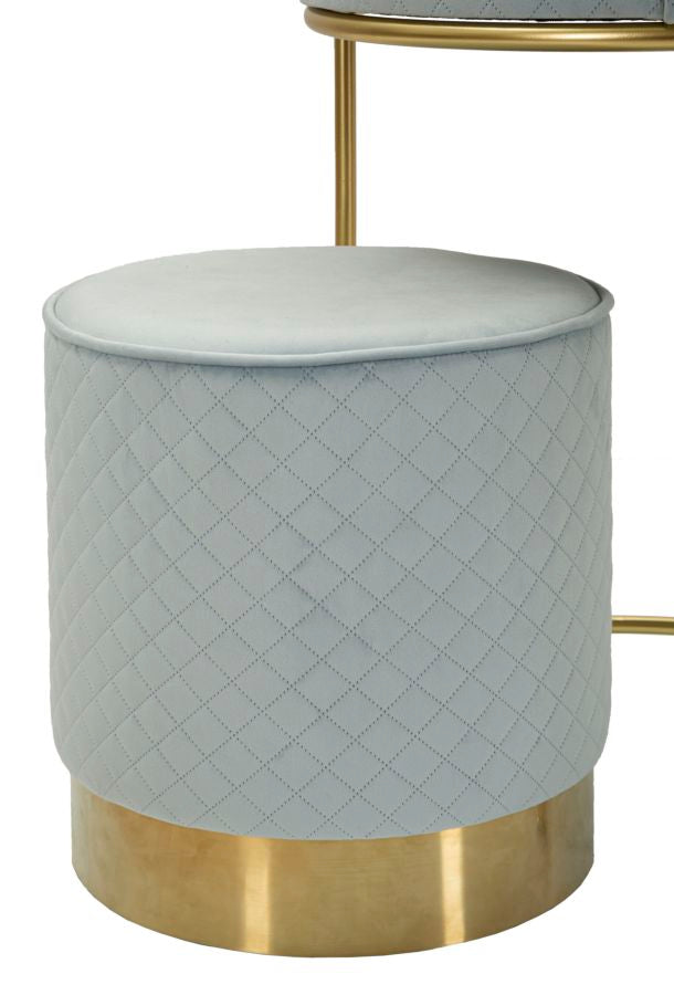 Hellblau Nachttisch Mit Passendem Pouf Velit Schminktisch (Marmorplatte)