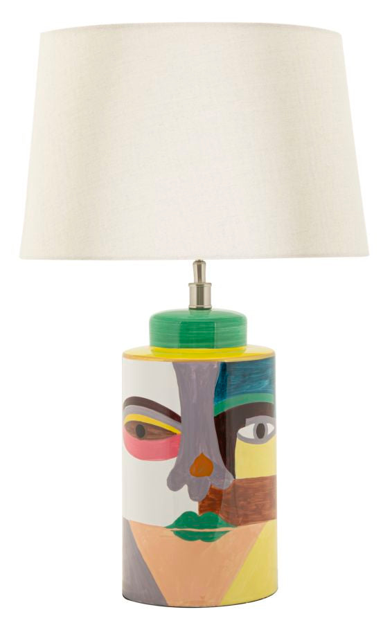 Bunte Deko Tischlampe Weiss Schirm Picassy Modern