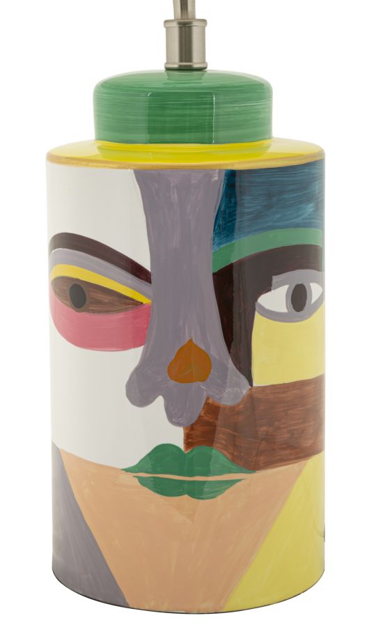 Bunte Deko Tischlampe Weiss Schirm Picassy Modern