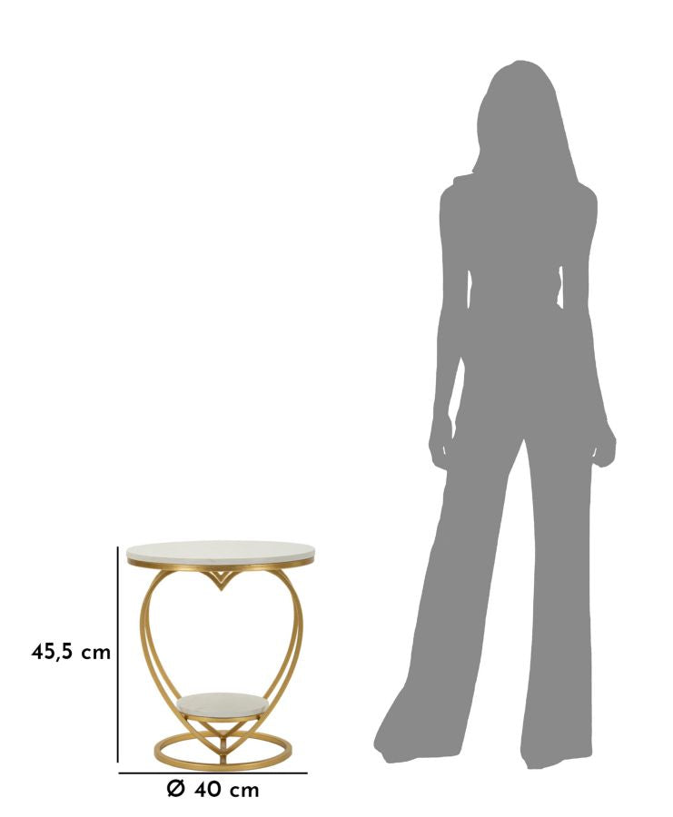 Gold Metall Beistelltisch Herzform Basis Heart Modernes Design (Marmorplatte)