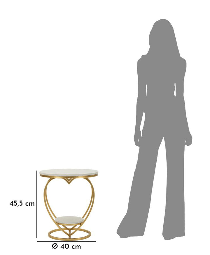 Gold Metall Beistelltisch Herzform Basis Heart Modernes Design (Marmorplatte)