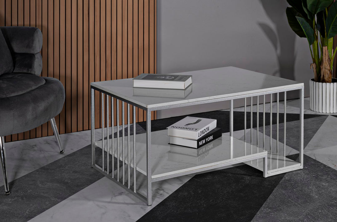 Rechteck Couchtisch Metallbasis Kayseri Kollektion (Marmorplatte)