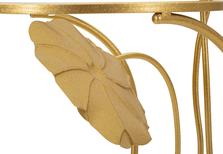 Gold Metall Beistelltisch 2 Ablagen Flowers Dekor