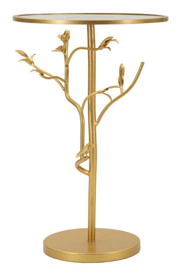 Runder Glas Beistelltisch Gold Baum Basis Birds Kollektion