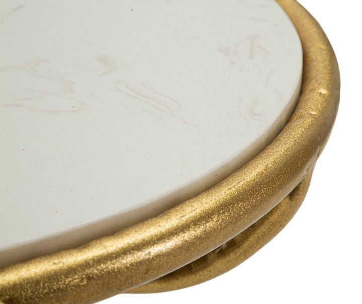 Runder Kunstmarmor Beistelltisch Gold Baum Basis Birds Modern