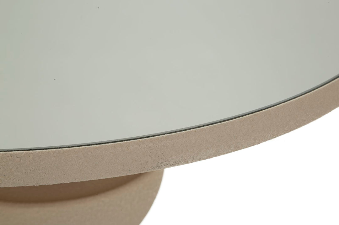 Beige Runder Beistelltisch Spiegelplatte Dune Zeitgenoessisch