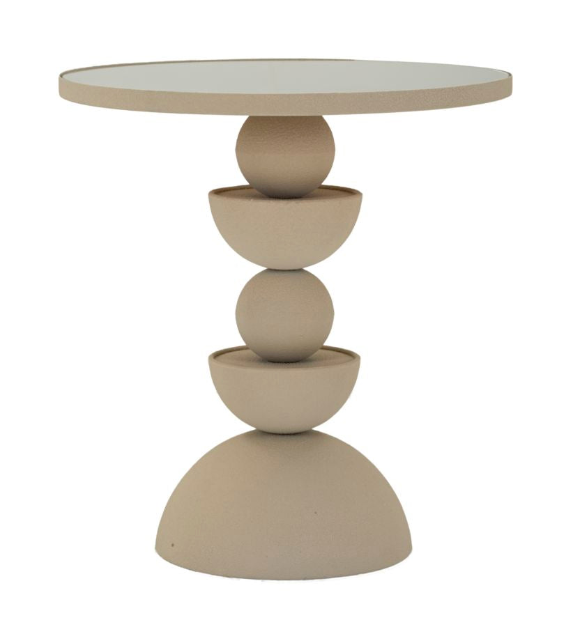 Beige Runder Beistelltisch Spiegelflaeche Dune Moderner Akzent