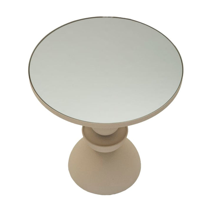 Beige Runder Beistelltisch Spiegelflaeche Dune Moderner Akzent