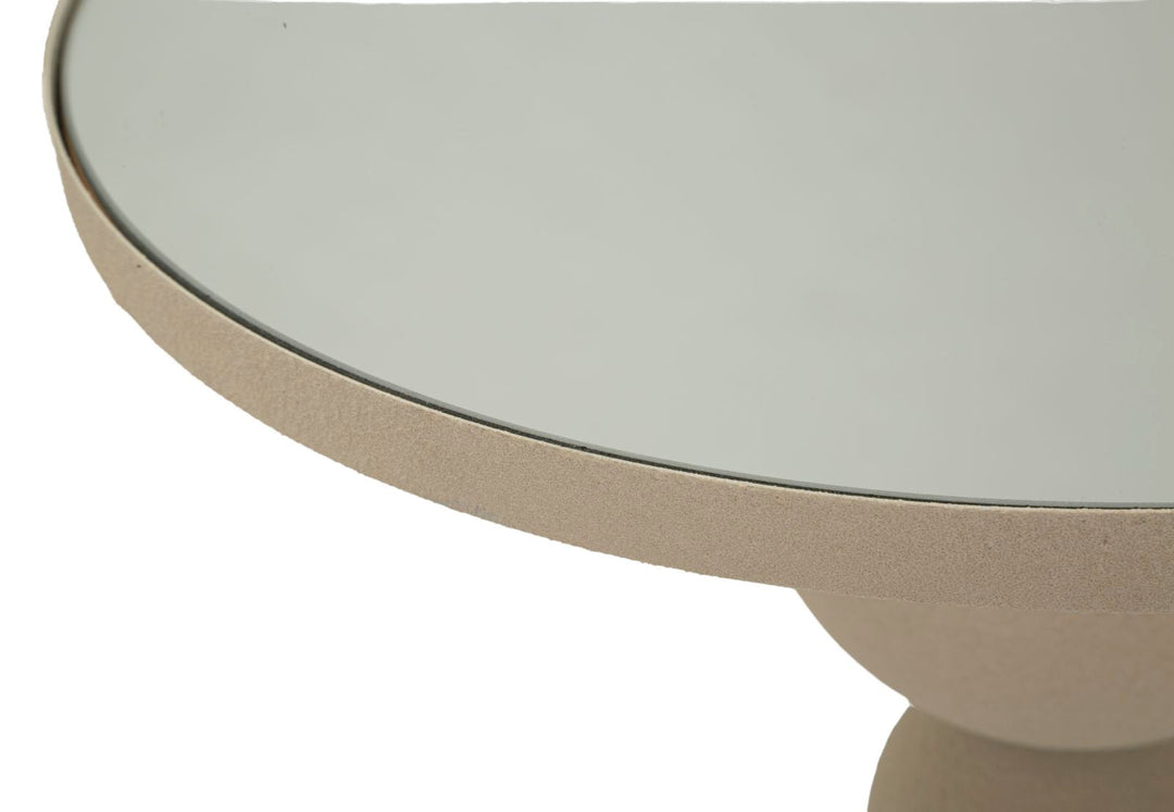 Beige Runder Beistelltisch Spiegelflaeche Dune Moderner Akzent