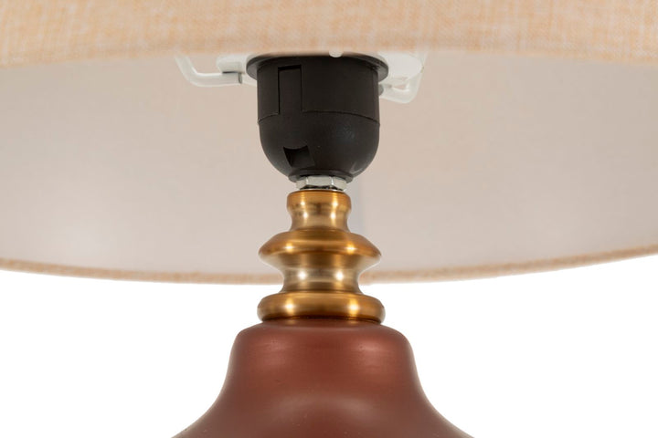 Braun Holz Tischlampe Stoffschirm Rosenthal Moderner Stil
