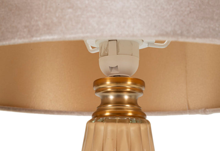 Gold Beige Tischlampe Stoffschirm Perly Zeitgenoessisch