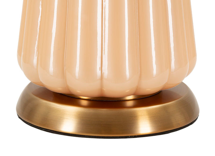 Gold Beige Tischlampe Stoffschirm Perly Zeitgenoessisch