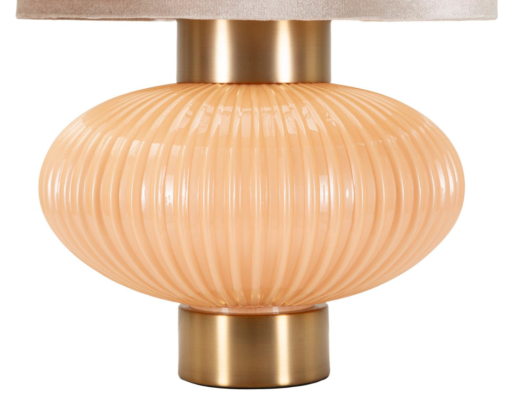Rund Gold Beige Tischlampe Stoffschirm Perly Modern