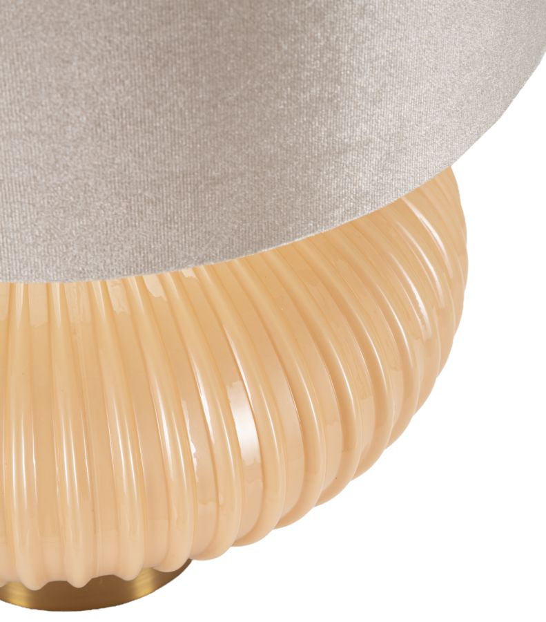 Rund Gold Beige Tischlampe Stoffschirm Perly Modern