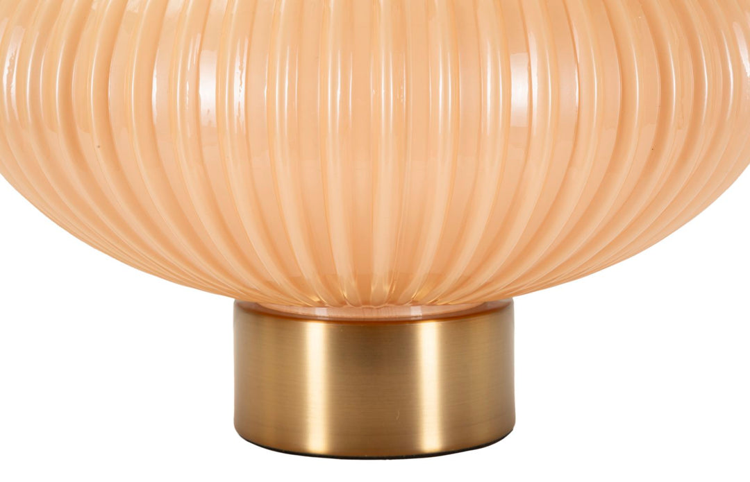 Rund Gold Beige Tischlampe Stoffschirm Perly Modern