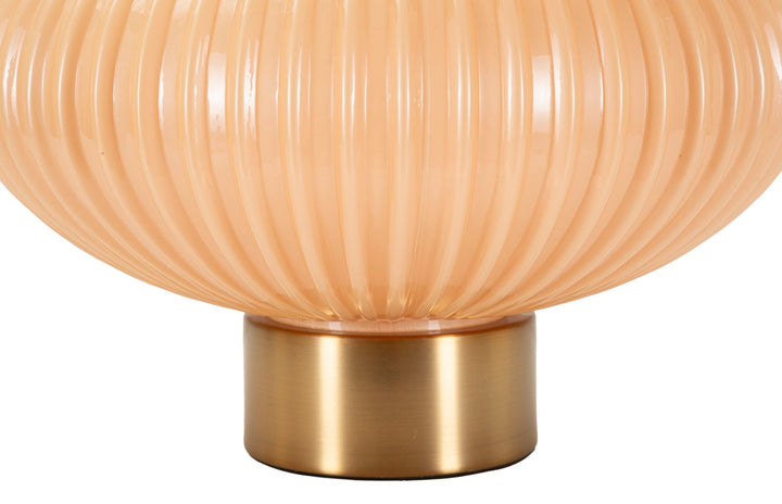 Rund Gold Beige Tischlampe Stoffschirm Perly Modern