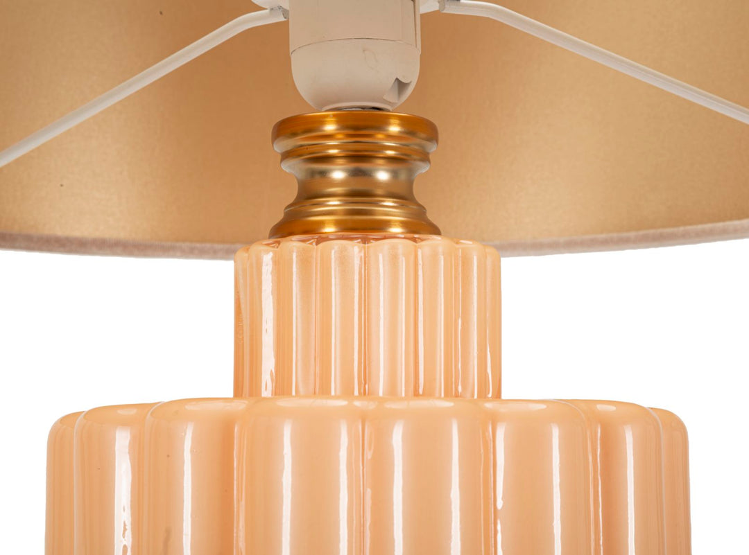 Gold Deko Tischlampe Stoffschirm Perly Klassischer Stil