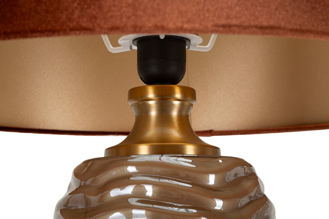 Braun Deko Tischlampe Stoffschirm Prague Kollektion