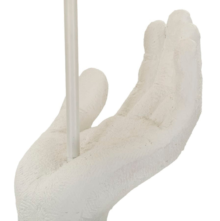 Weisse Skulptur Tischlampe Beiger Schirm Life Kollektion